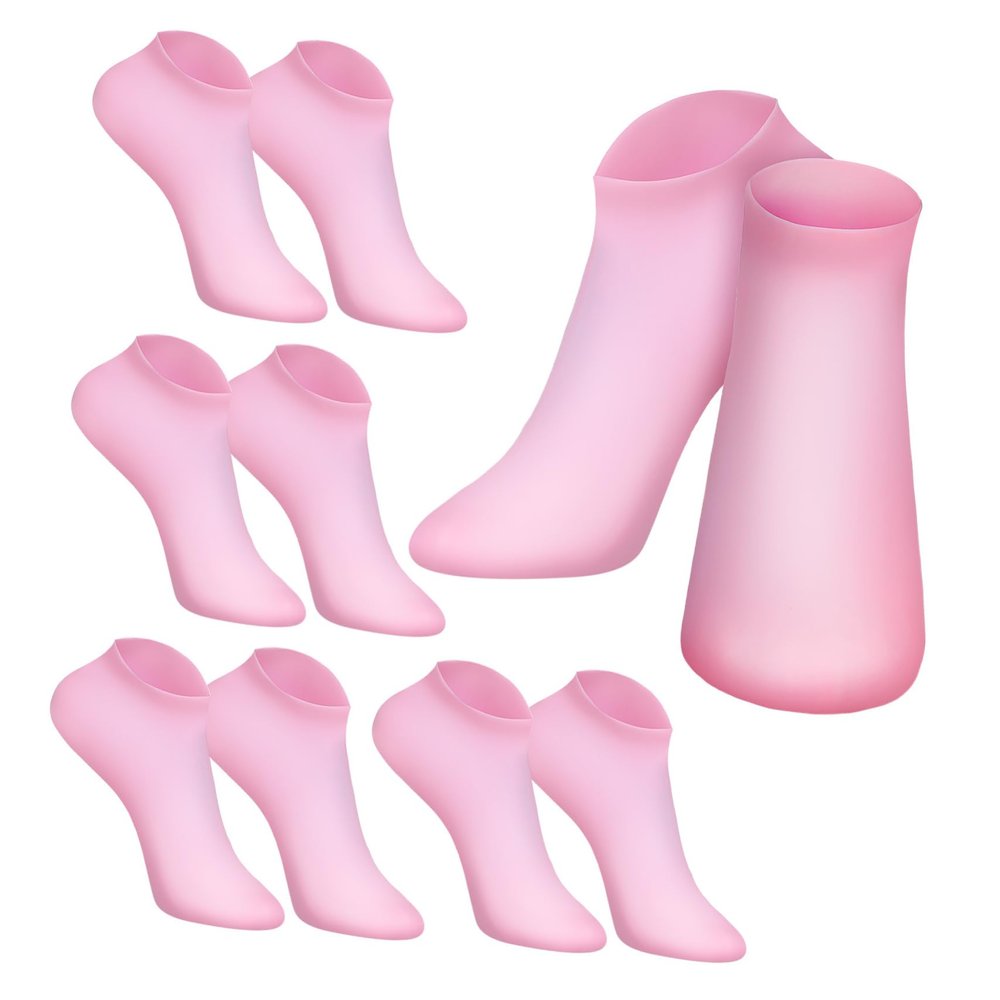 DECORNIJIA 5Pairs Moisturizing Silicone Socks for Foot Care Elastic Gel Socks for Dry Cracked Feet Comfortable and Durable Foot Soaking Socks for Womens Foot Moisturization