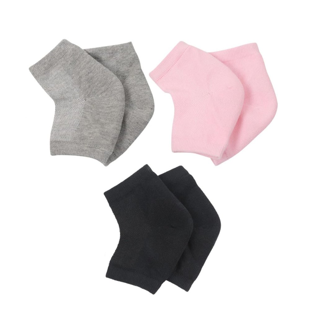 SAFIGLE 3pairs Moisturizing Gel Socks for Men Women Elastic Ankle Socks Cracking Heel Grey