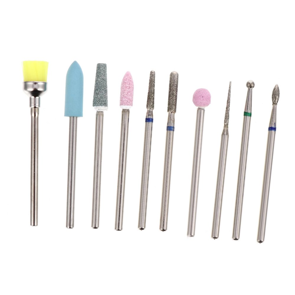 VALICLUD Nail Drill Bits Set 10pcs Tungsten Steel Polishing Heads for Manicure Compatible Electric Nail Files for Salon and Home Use
