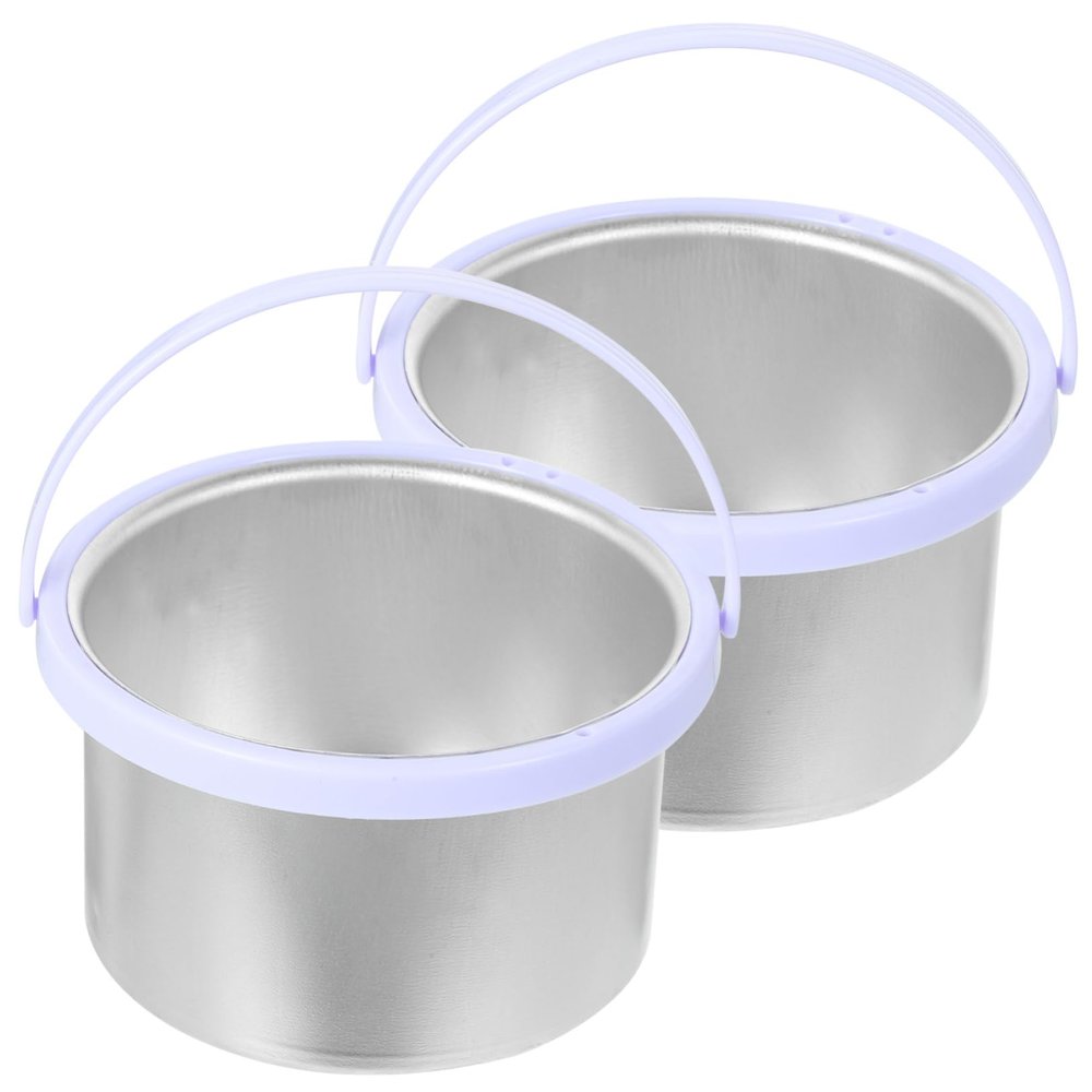 BAZEITFLOW 2pcs Wax Warmer Heater Pot for Hair Removal Depilatory Machine Compact Design for Spa and Home Use Silver