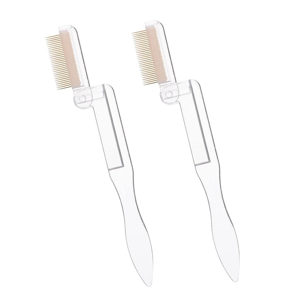 Beaupretty Folding Stainless Steel Eyebrow and Eyelash Comb Set 2pcs Adjustable Size Beauty Tool for Women for Eyebrow Shaping and Eyelash Grooming