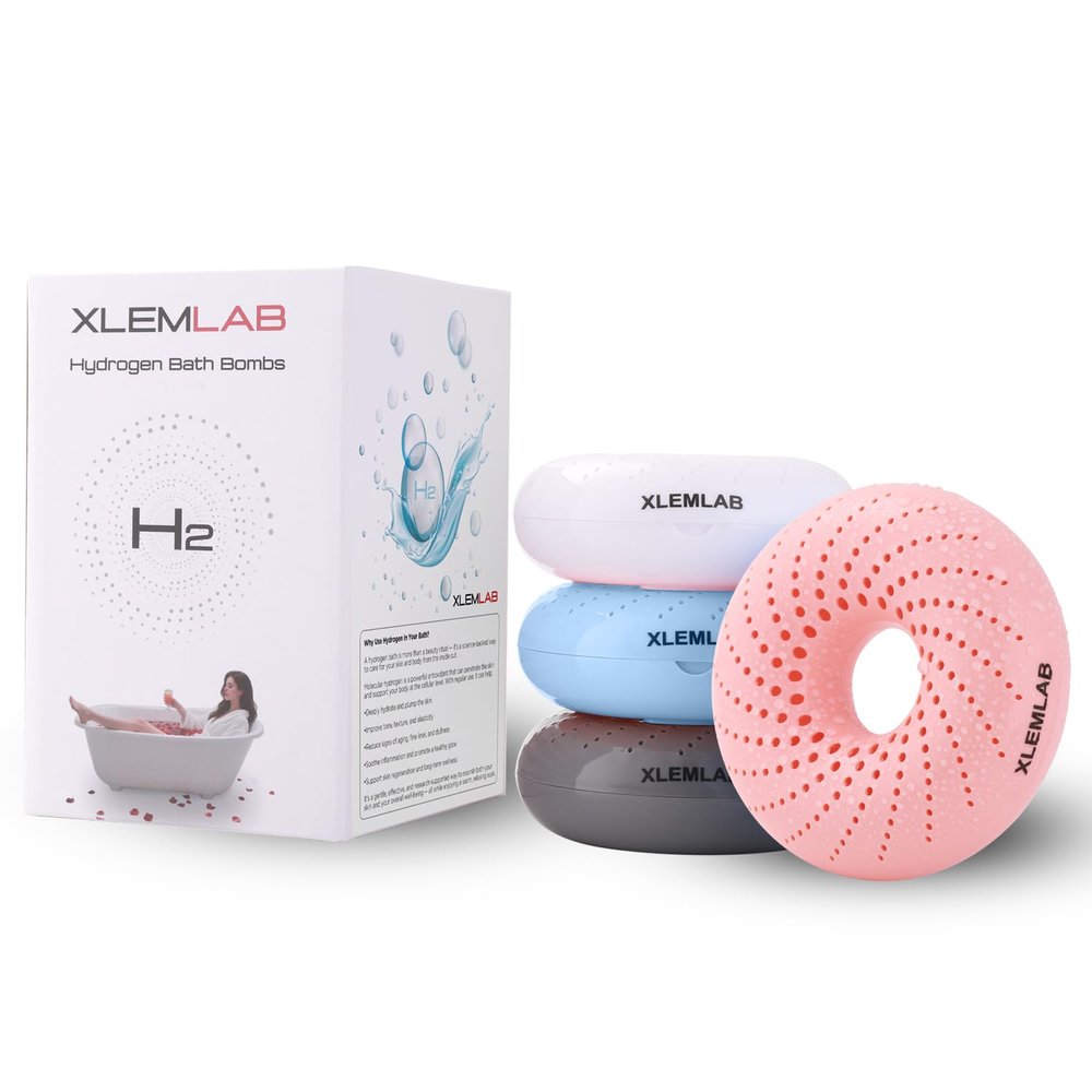 XLEMLAB Hydrogen Bath Bombs for Women  H2 Bath Tablets for Soaking Face, Body, and Foot, Relaxing Spa Skin Glow for Wife Mom and Daughter, 4 Colors