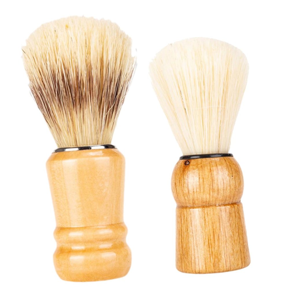 BESTYASH 2pcs Wooden Handle Shaving Brush Set Boar Bristles for Men for Shaving Cream and Beard Grooming Father's Day