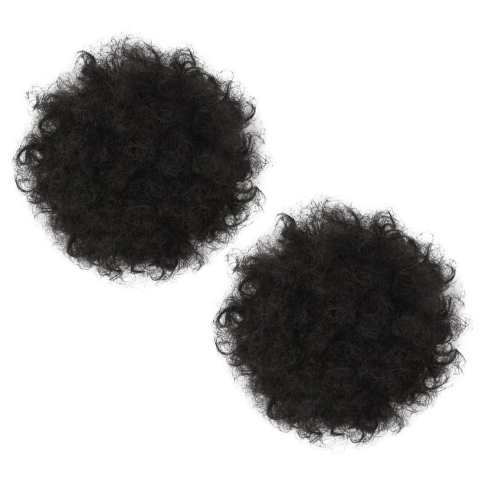 DECORNIJIA 2pcs Afro Puff Hair Extensions Curly Bun Hairpieces for Women High Temperature Drawstring Chignon for Daily Wear Cosplay and Theme Parties