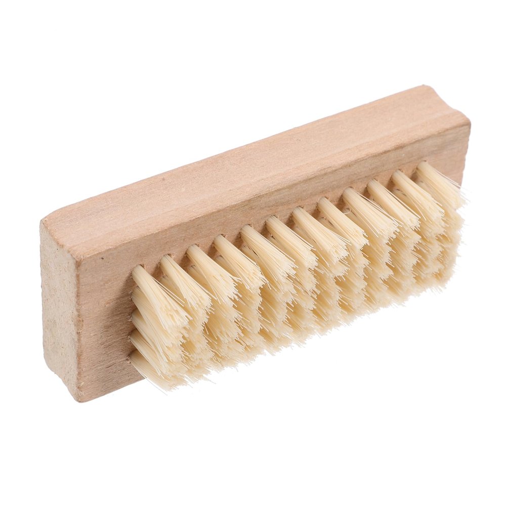 VALICLUD Natural Bristle Double Sided Nail Brush for Pedicure Wooden Handle Exfoliating Brush Nail Care