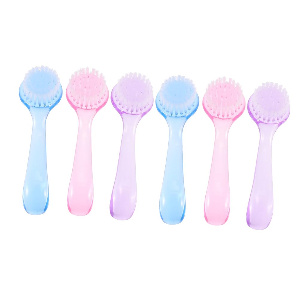 Beaupretty 6pcs Facial Cleansing Brush Soft Exfoliator Nail Cleaning Brush Handle for Deep Cleansing Makeup Removal and Facial Skin Care for Home and Salon Use