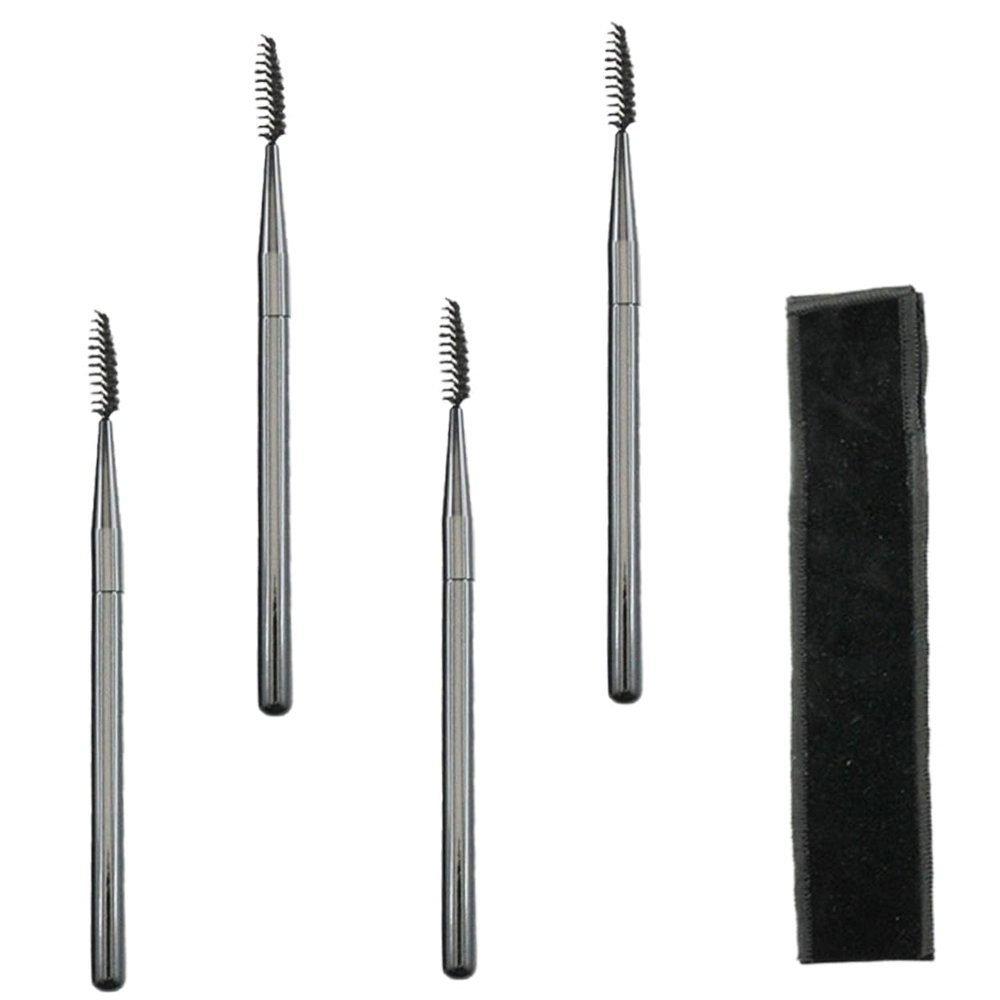 Beavorty Professional Eyelash Brush Set 4pcs Long Handle Eyelash Comb and Brow Lift Applicator Spiral Makeup Brushes for Eyebrow Grooming and
