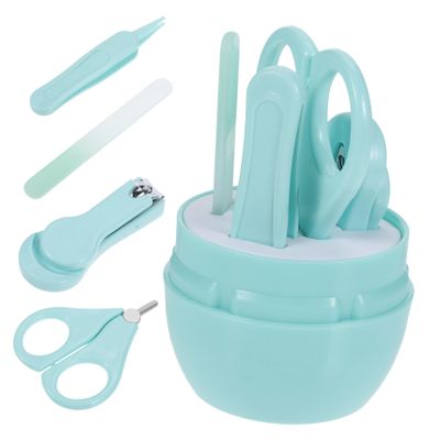 ANDRESLAD 1set Nail Clipper Set Ergonomic Handle Safety Scissors and Rounded Nail File for Newborn Grooming Non- Design Includes Storage Box for Easy Organization