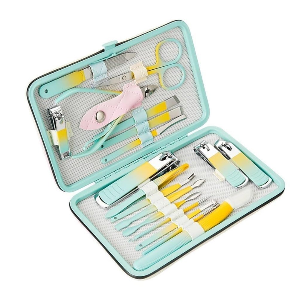 18 Pieces Stainless Steel Manicure Kit Nail Clippers and Beauty Tool Portable Set Mens Manicure Set Mens Grooming Kit