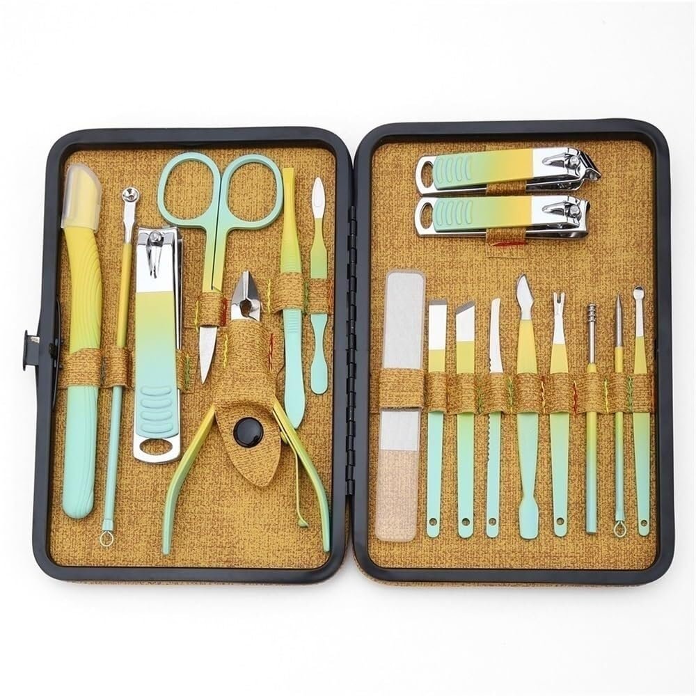 18 Pieces Stainless Steel Manicure Kit Stainless Steel Professional Grooming Kits Nail Clippers and Beauty Tool Portable Set for Home,