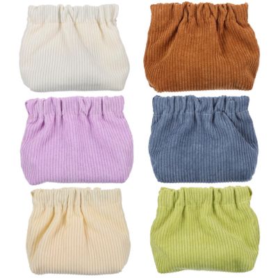 6 Pcs Corduroy Makeup Bag Soft Sturdy Cosmetic Pouches Elastic Storage for Lipstick Jewelry Accessories Minimalist Design Light
