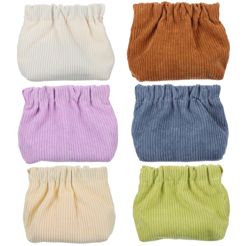 6 Pcs Corduroy Makeup Bag Soft Sturdy Cosmetic Pouches Elastic Storage for Lipstick Jewelry Accessories Minimalist Design Light