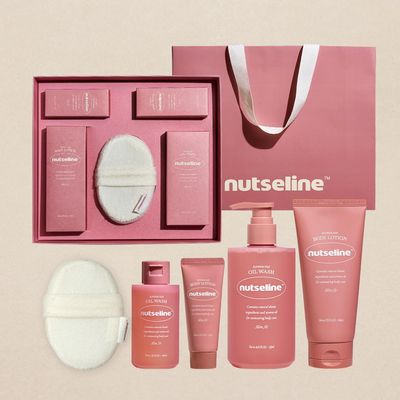 [AROMA NUT] Natural Body Care Gift Set  Korean Skincare Firming Oil Wash 315ml + Body Lotion 200ml + Travel Sizes + Body Sponge | Moisturizing, Aromatherapy Spa Kit