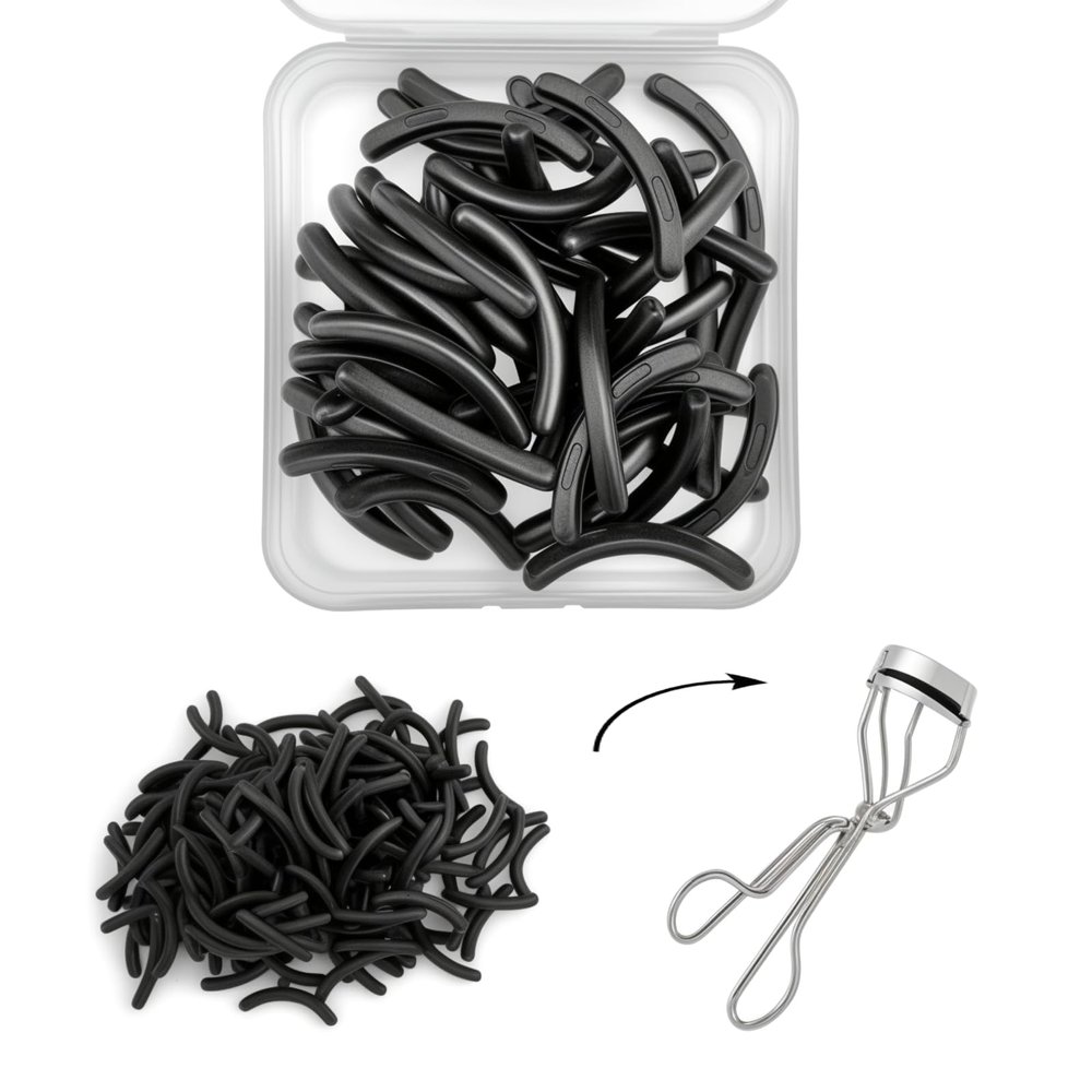100Pack Compatible with Tweezerman Eyelash Curler Refills,Silicone Rubber Eyelash Curler Pads Compatible with Tweezerman Eye Lash,Black.