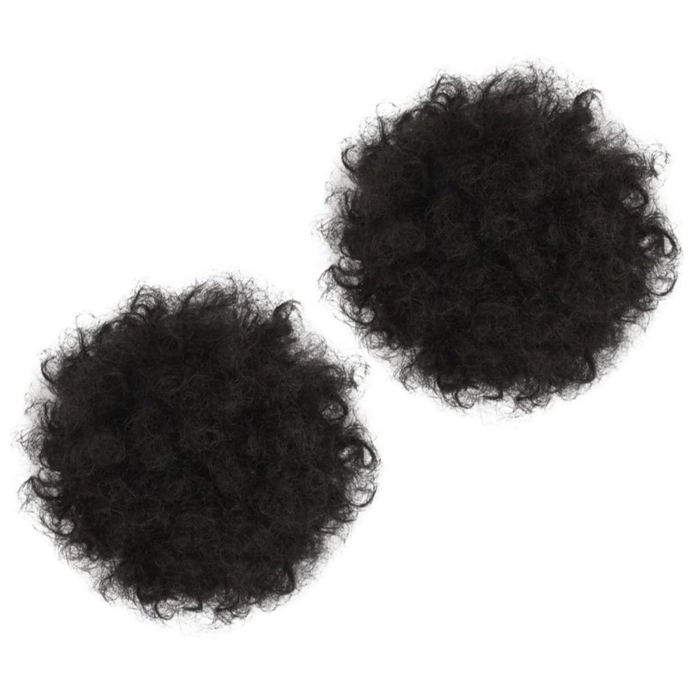 Beavorty 2pcs Afro Puff Synthetic Hair Bun Extensions Curly Drawstring Updo Hairpiece for Women Natural Looking High Temperature Chignon Hair Accessories