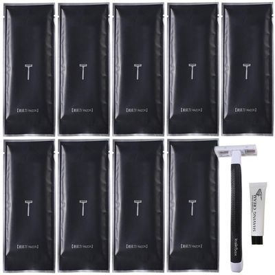 10Pack Luxury Individually Wrapped Travel Disposable Razors Kit With Shave Cream; Lady Bikini Sauna Body Razor; Portable Multifunction Hygienic Shaving Razor for Hotel,Travel, Daily Use