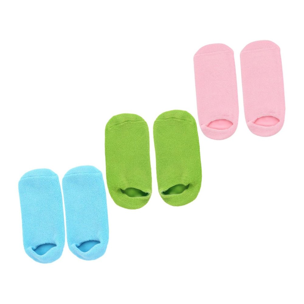 Happyyami 3Pairs Moisturizing Foot Care Socks Non Slip Spa Socks for Salon Home Use Foot Hydrating Essential Oil Treatment Soft and Comfortable for Dry Skin Repair