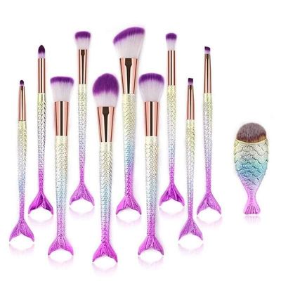 10Pcs Mermaid Style Makeup Brush Set A