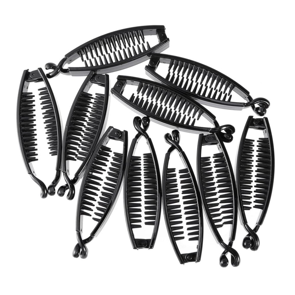 10pcs Black Banana Hair Clips for Long Curly Hair Firm Grip