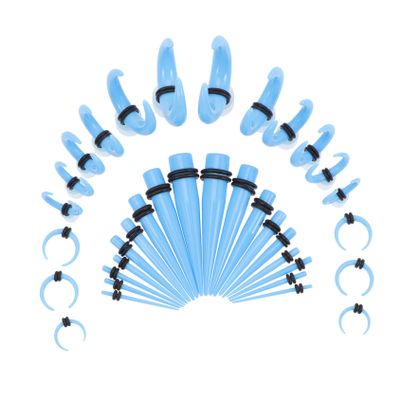 Beavorty 50pcs Acrylic Ear Gauge Stretching Kit Stylish Horns and Studs for Beginners Unisex Design for Parties and Daily Wear Safe and Comfortable Ear Piercing Jewelry