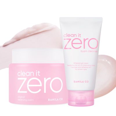 BANILA CO Clean It Zero Original Double Cleanse Set | Original Cleansing Balm 180ml + Foam Cleanser 150ml | Vegan Korean Face Wash for All Skin Types