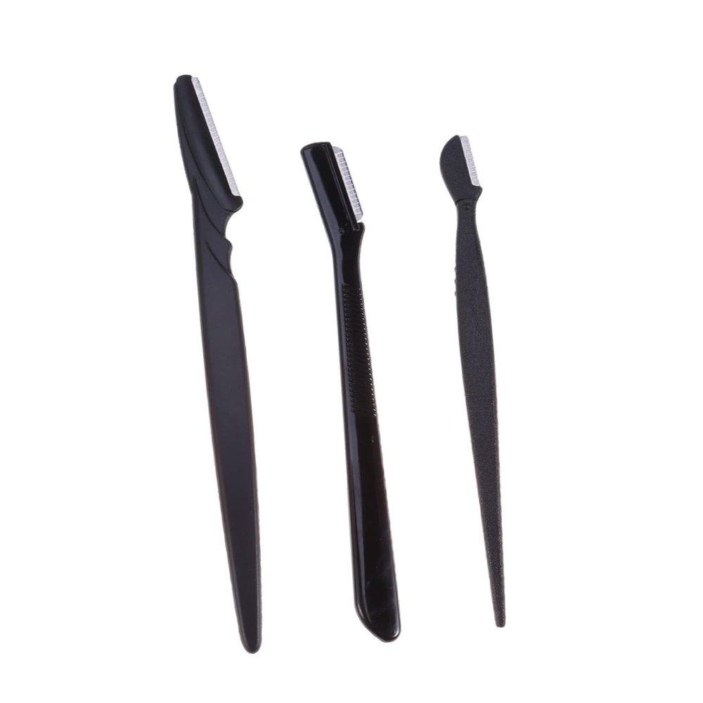 BESTYASH 3pcs Portable Eyebrow Razor Kit Set Plastic Handle and Cover for Women Girls
