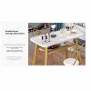 Lyzxuhlr Stylish Functional Table, Marble Tabletop Metal Bracket, Modern Professional Beauty Salon Spa Nail Desk Workstation(80cm) view 2