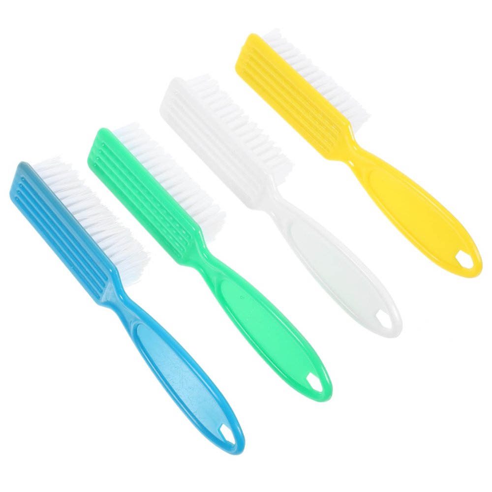 Beaupretty 4pcs Nail Brush Handle Plastic Cleaning Brushes for Nail Makeup for Manicure and Pedicure Random Pattern Design