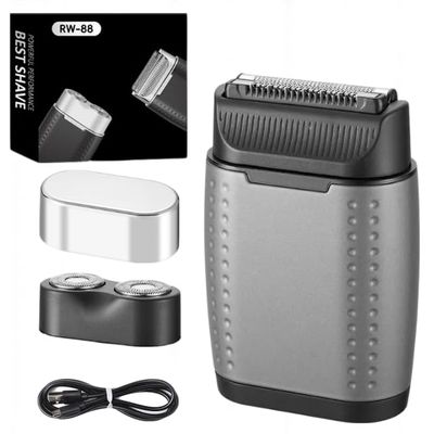 2 in 1 Rechargeable Dual-Blade Electric Foil Shavers for Men,Mini Electric Razor for Face with IPX6 Waterproof Wet/Dry,LED Display Foil Shaver for Men with 2 Gears Adjustable Face Shaver (Grey)