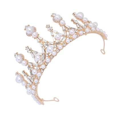 VICASKY 1Pc Baroque Wedding Crown with Pearls and Rhinestones Elegant Bride Headdress for Special Occasions Vintage Hair Accessory for Brides and Bridesmaids