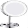 8-Inch Desktop Makeup Mirror, 3X Magnification, 360 Rotation, LED Lighted, Silver Plated, Adjustable Height, Stylish and Corrosion-Resistant Vanity Mirror for Bedroom, Bathroom, Spa view 1