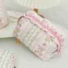 SoGhhd Mini Quilted Makeup Bag Pouch Travel Cute Floral Small Cosmetic Bags for Women Girls Cotton Preppy Toiletry Skincare Essentials Organizer Case Purse (Floral) view 3