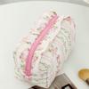 SoGhhd Mini Quilted Makeup Bag Pouch Travel Cute Floral Small Cosmetic Bags for Women Girls Cotton Preppy Toiletry Skincare Essentials Organizer Case Purse (Floral) view 4