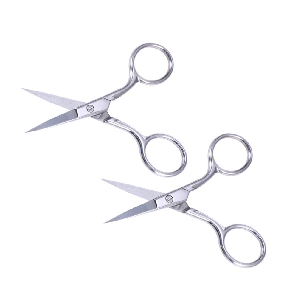 VICASKY 2pcs Stainless Steel Eyebrow Scissors for Men Beard Women Nose Hair Trimmer