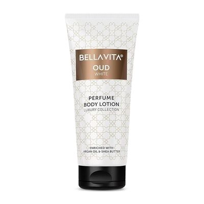 Bella'Vita Luxury OUD WHITE Perfume Body Lotion for Nourishing, Hydrating, Soft, Supple,Healthy Skin with Argan Oil and Shea Butter 200 Ml