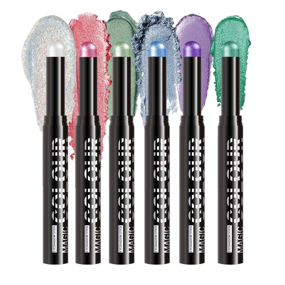 6PCS Cream Eyeshadow Stick Set  Long-Lasting Shimmer Eyeshadow Crayons For Women  Waterproof Makeup For Travel, Routine, Girls Cosmetics, Birthday & Holiday Looks
