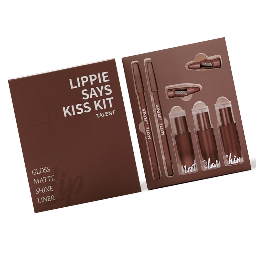 5 In 1 Lipstick Set For Women Girls Matte Liquid Lipstick +Shimmer Lip Gloss + Plumping Lip Gloss + Lip Liner Pencil