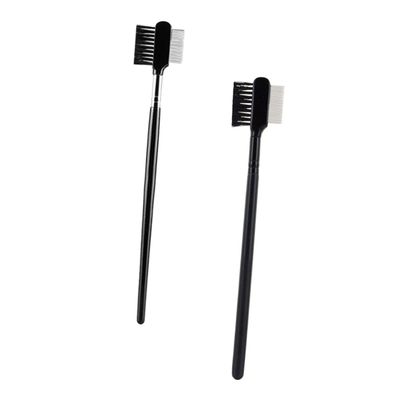 OFFIGAM 2pcs Portable Eyebrow and Eyelash Grooming Tools Dual-ended Eyebrow Comb and Brush for Shaping Beauty Accessories for Salon and Home Use Black Silver