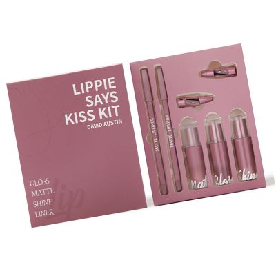 5 In 1 Lipstick Set For Women Girls Matte Liquid Lipstick +Shimmer Lip Gloss + Plumping Lip Gloss + Lip Liner Pencil