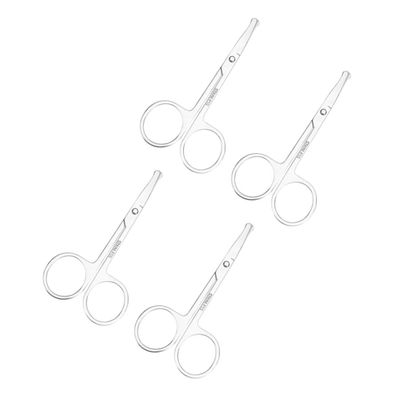 TOVINANNA Stainless Steel Nose Hair Scissors Set 4-Piece Grooming Tool for Men and Women Rounded Tip Eyebrow Trimmers and Scissors