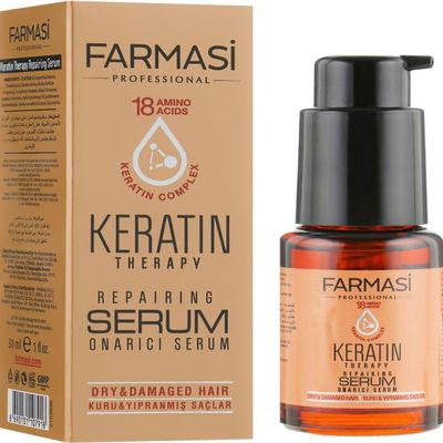FARMASi Keratin Therapy Repairing Serum for Dry Damaged Hair, 30ml / 1flOz  Intensive Hair Strengthening and Smoothing Treatment  Frizz Control & Shine Boost with Keratin Protein  Nourishing Serum