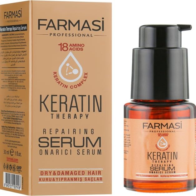 FARMASi Keratin Therapy Repairing Serum for Dry Damaged Hair, 30ml / 1flOz  Intensive Hair Strengthening and Smoothing Treatment  Frizz Control & Shine Boost with Keratin Protein  Nourishing Serum