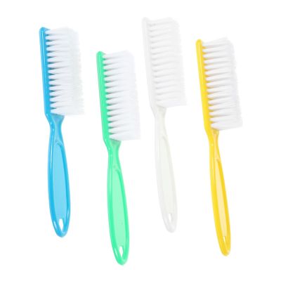 FRCOLOR 4pcs Nail Brush with Long Handle Durable Plastic Cleaning Scrubbing Tool for Nail Makeup Random Pattern for Fingernail and Toenail Care