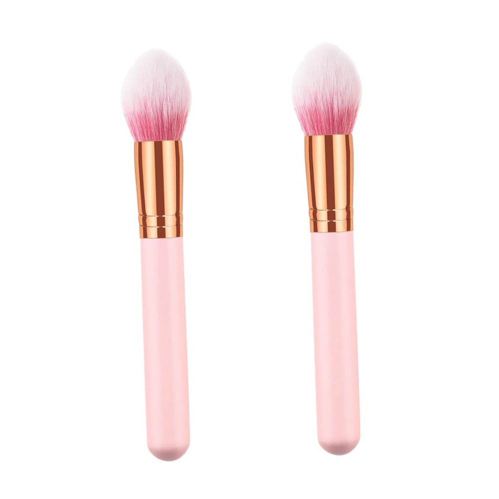 FRCOLOR 2pcs Flame Shape Wooden Handle Makeup Brush Premium Nylon Bristles for Even Powder Application for Daily and Professional Use present for Makeup Lovers