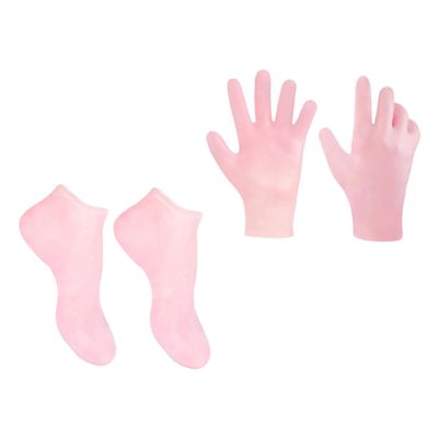TOGEVAL Moisturizing Foot Socks and Gloves Set 2 Pairs Cracked Skin Remover Hydrating for Dry Feet for Pedicure and