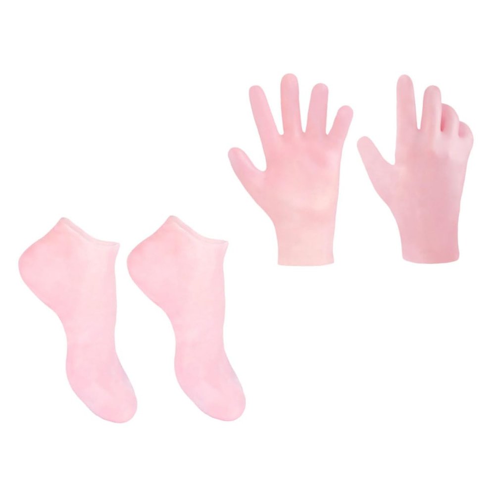 BATHVEVE Moisturizing Gloves and Socks Set 2 Pairs Exfoliating and Hydrating Foot Care for Dry Cracked Skin for Home Foot Therapy