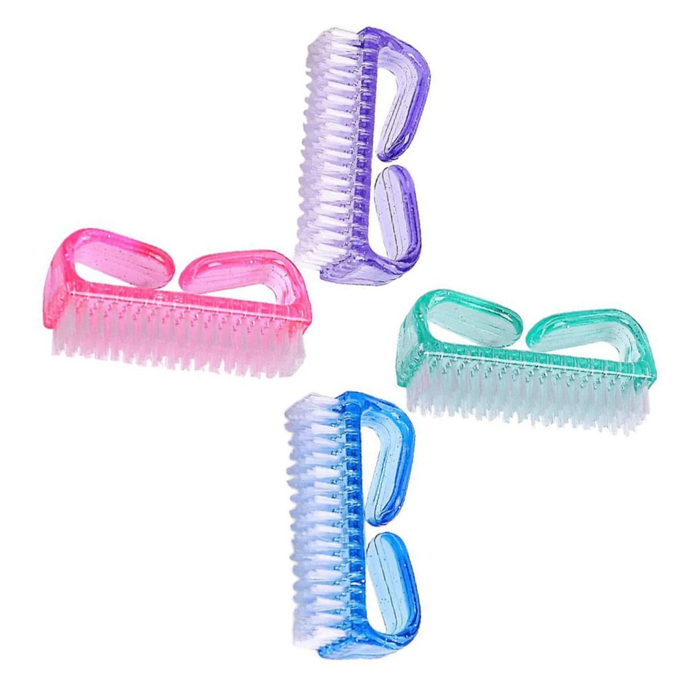 BESTYASH 4pcs Multi-functional Double-sided Nail Brush Set for Manicure and Pedicure Cleaning Grip Design Compact for Travel and Home Use