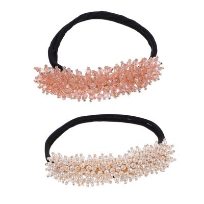 Beavorty 2Pcs Rhinestone Beaded Hair Bun Maker for Women DIY Hair Styling Accessories Easy to Use for Elegant Updos and French Twists