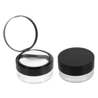 Ipetboom 2pcs Portable Makeup Container Mirror Black Loose Case for and Daily Use Lightweight and Reusable for Compact Storage