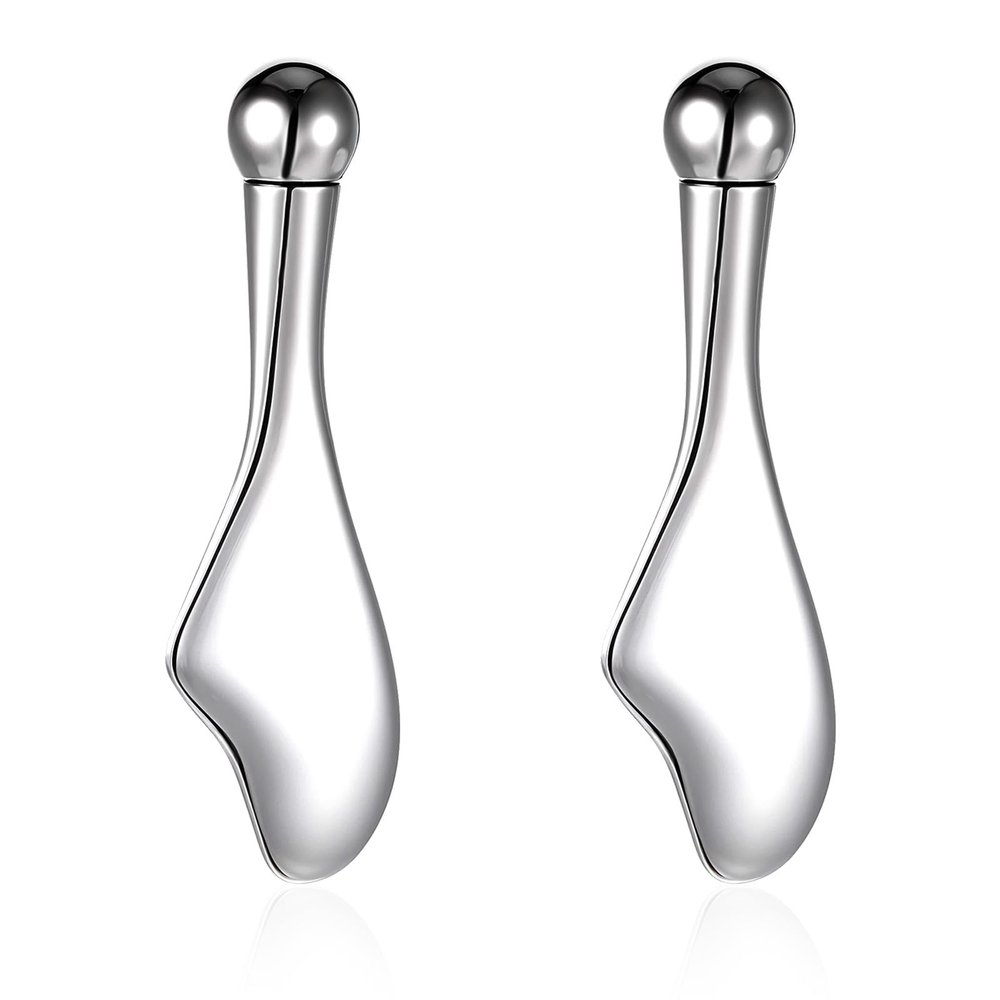 2PCS Gua Sha Facial Tools Mini Eye Care Stick Cooling Metal Roller Eye Cream Applicator Wand Stick Women Face Skin Care Massage Set for Jawline Sculpting and Puffiness Reducing